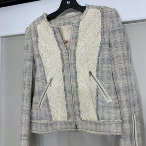 Rebecca Taylor Mixed Tweed and Lace Jacket